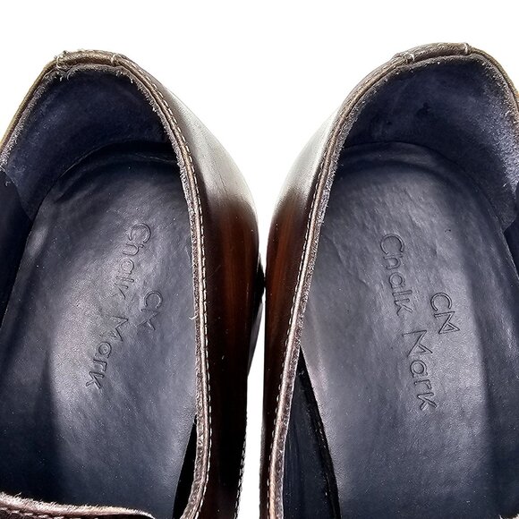 Chalk Mark Men's 8.5 Antique Patina Brown Dress Shoes Double Monk Strap Loafers - Picture 5 of 11